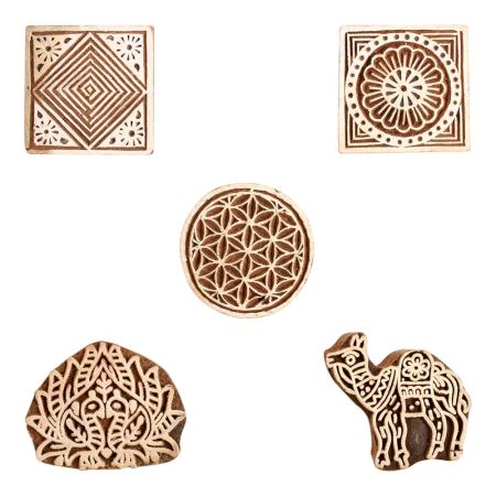 Set of 5 Piece New Mix Wooden Printing Block